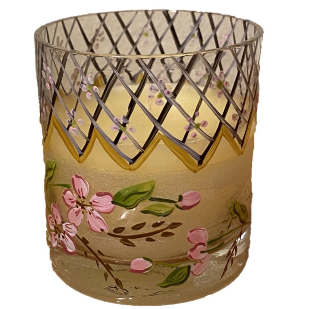 Tracy Porter Hand-Painted Cherry Blossom/Nightingale Candle Holder